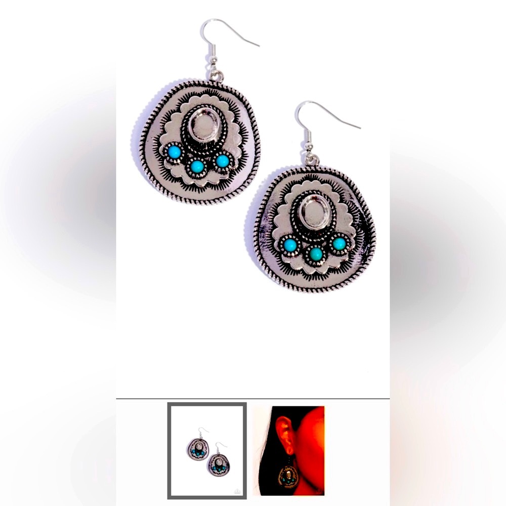 🤠🐎 “COWBOY CHAPERONE” BLUE EARRINGS ~ PAPARAZZI❗️🐎🤠 RODEO TIME❗️ - Picture 5 of 5
